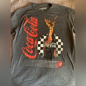 Coca Cola Short-Sleeve Graphic Tee in Charcoal with Red Script